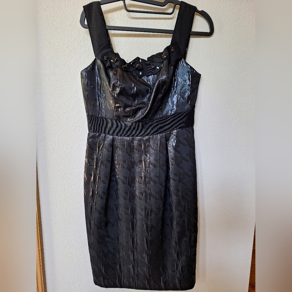Maggie London Womens Black Houndstooth Mini Dress. Tank. Size 6 - Picture 1 of 6